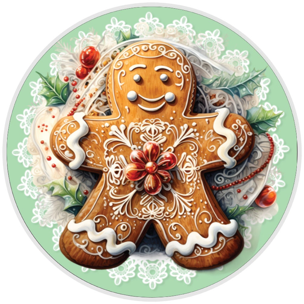 10 Lace Gingerbread Wreath Sign, Metal Wreath Sign, Home Decor