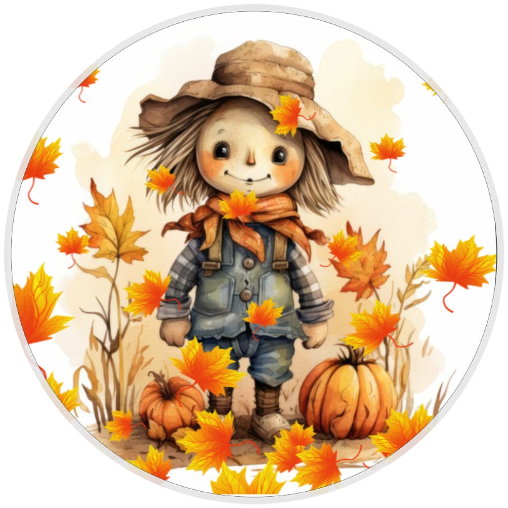 10 Falling Leaves Scarecrow Sign, Wreath Sign,Metal Sign, Home Decor