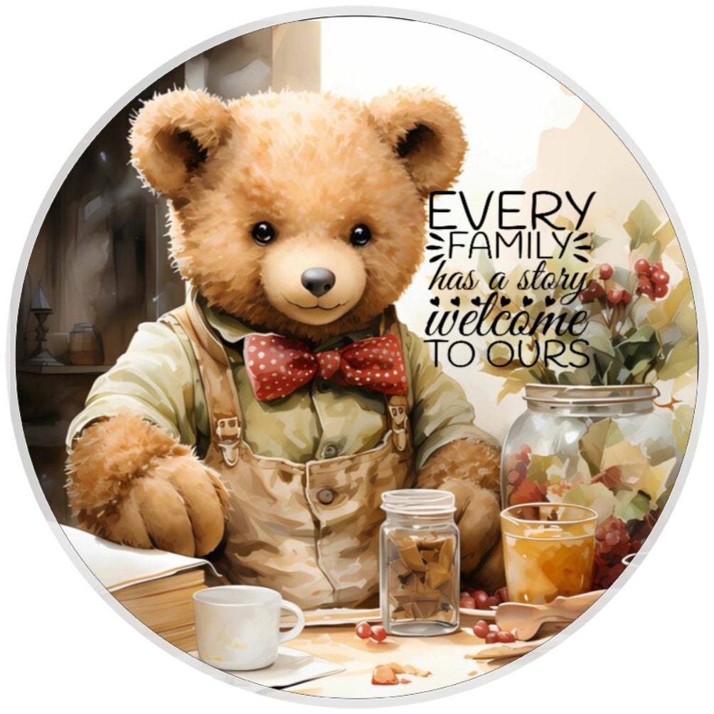 10 Welcome Teddy Bear Wreath Sign, Wreath Sign, Home Decor