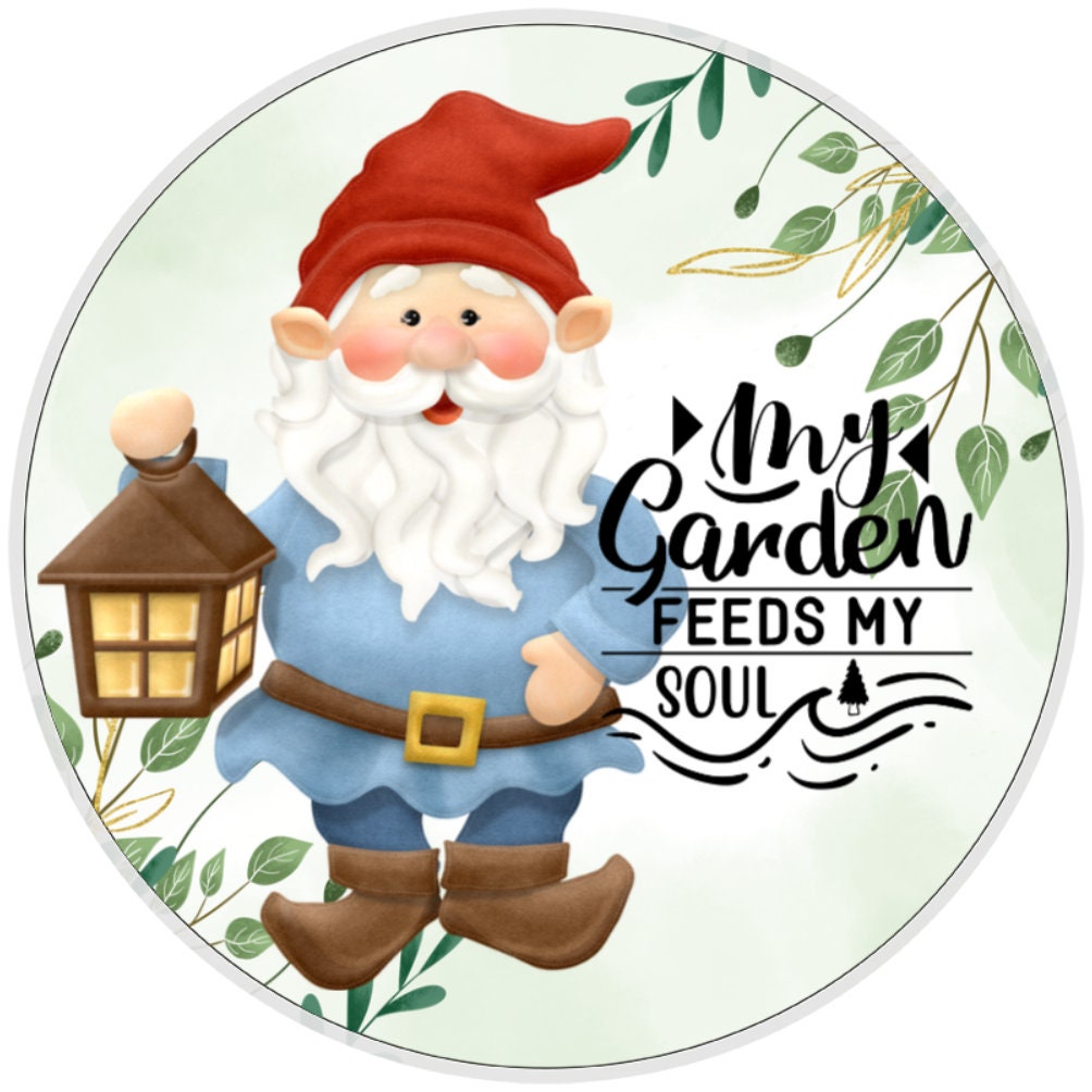 10 Gnome Garden Sign, Metal Wreath Sign, Home Decor