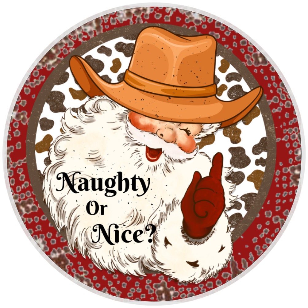 10 Naughty or Nice Santa Wreath Sign, Metal Wreath Sign, Home Decor