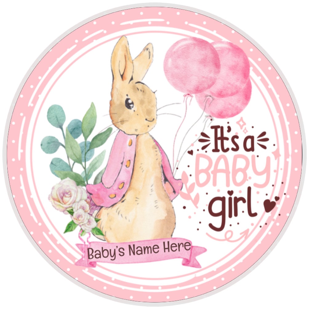 10 Customizable Its A Girl Baby Bunny Sign, Wreath Sign, Home Decor, Metal Sign, The Ritzy Cactus