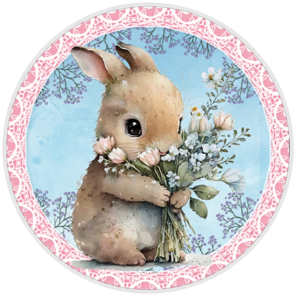10 Spring Bunny Sign, Metal Wreath Sign, Home Decor