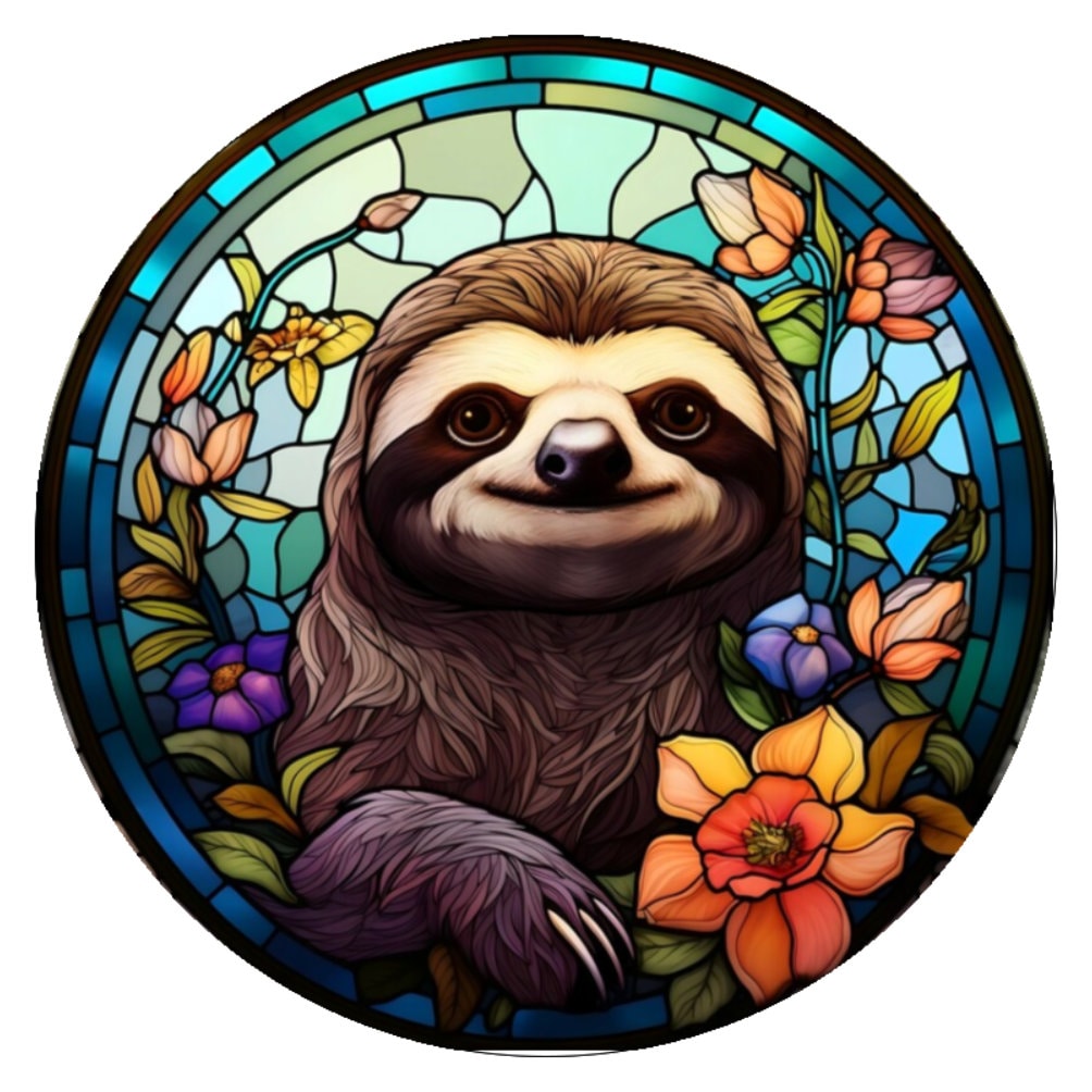10 “ Stained Glass Look Sloth Sign, Metal Wreath Sign, Home Decor