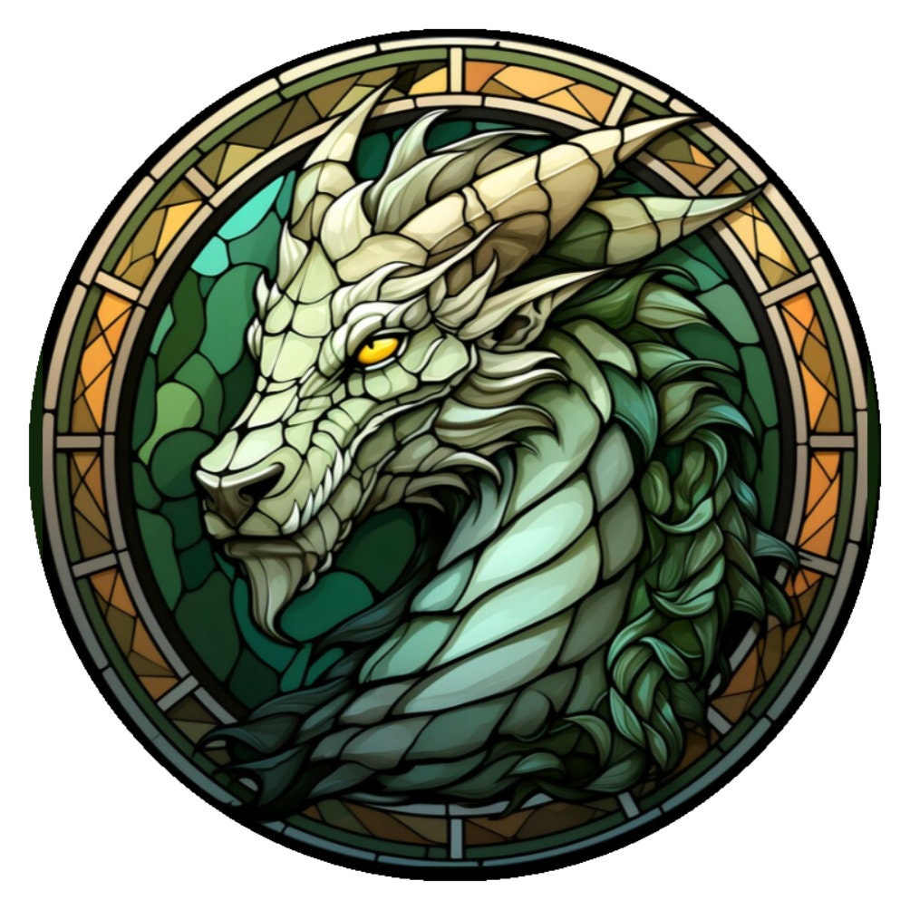 10 “ Stained Glass Look Dragon Sign, Metal Wreath Sign, Home Decor
