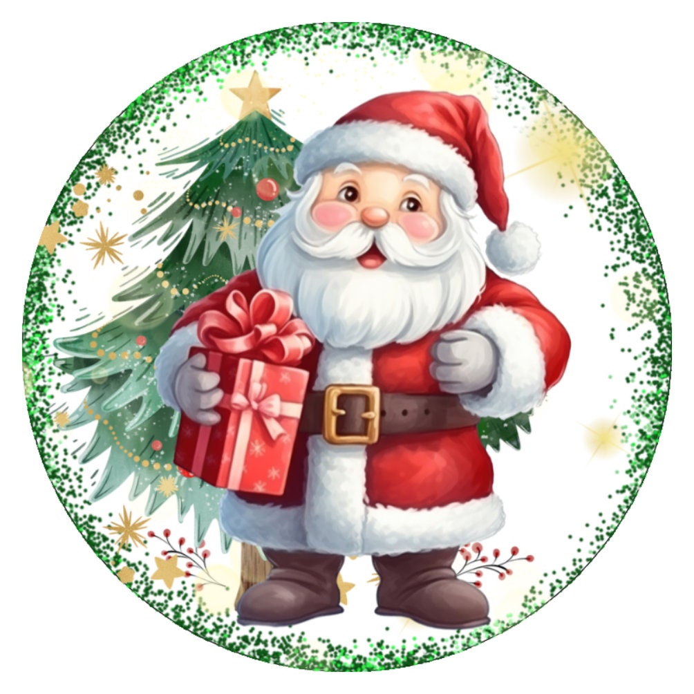 10 Santa Christmas Tree Sign, Wreath Sign, Home Decor