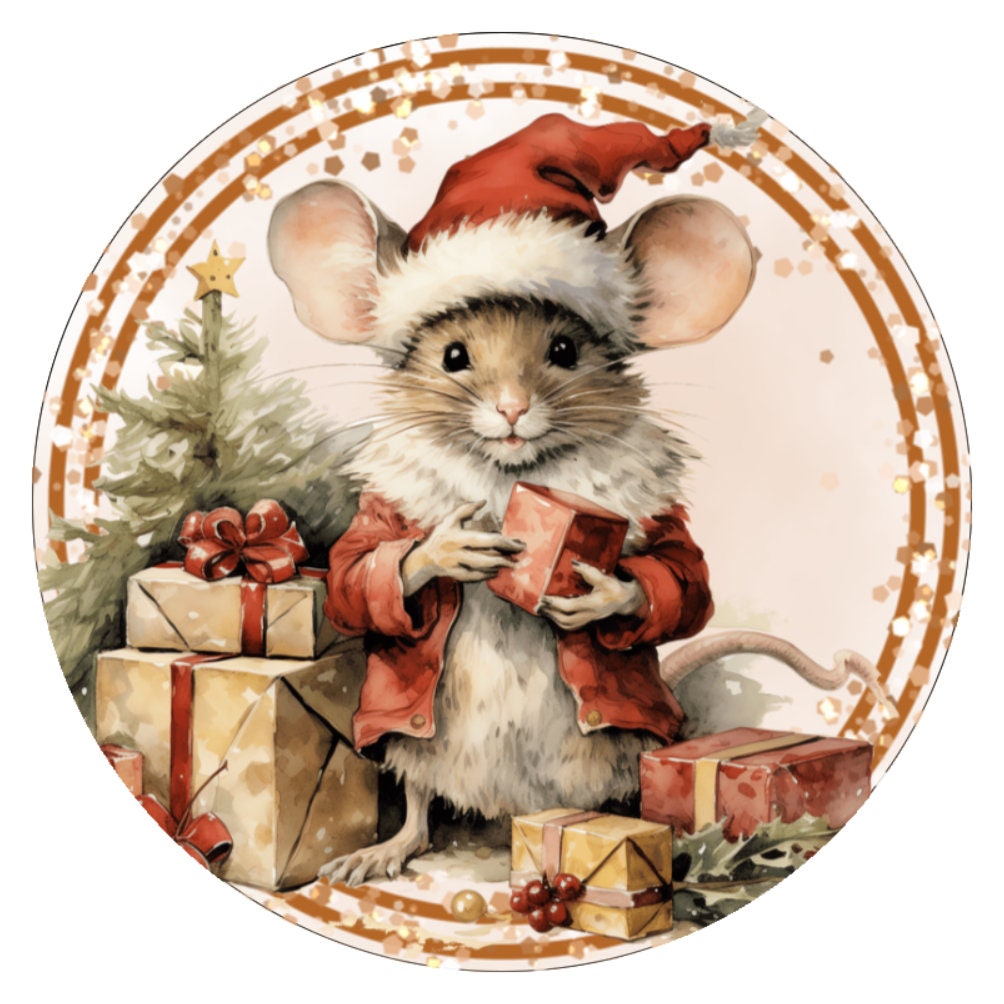 10 Victorian Mouse Christmas Sign, Wreath Sign, Home Decor