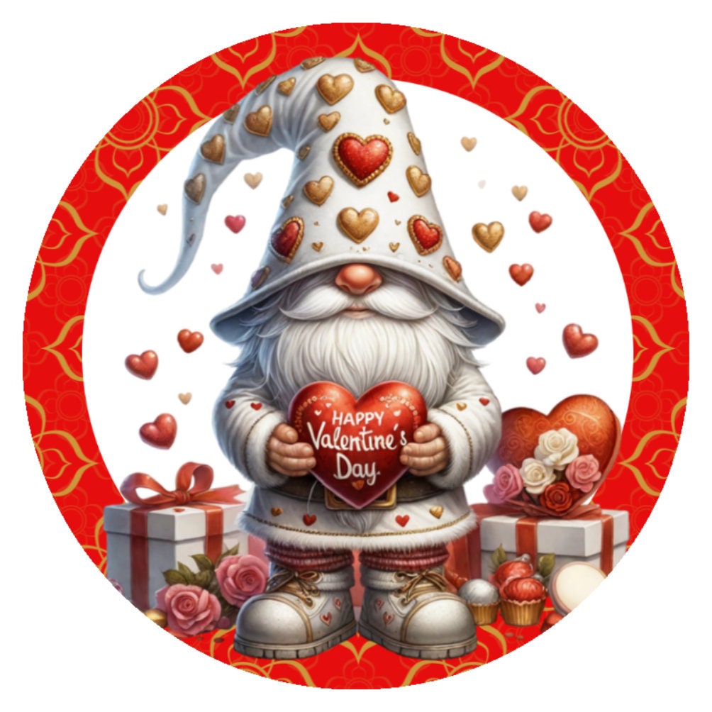 10 Gnome Happy Valentine Sign, Wreath Sign, Home Decor