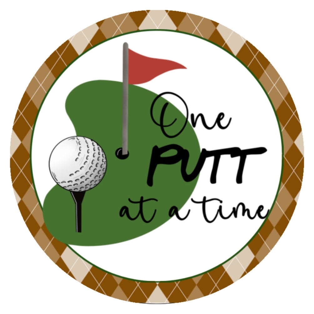 10 Golf One Putt Argyle Sign, Wreath Sign, Wreath Sign, Home Decor, Metal Sign, The Ritzy Cactus