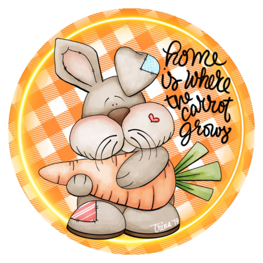 10 Easter Bunny Checkered Home Sign, Wreath Sign, Home Decor