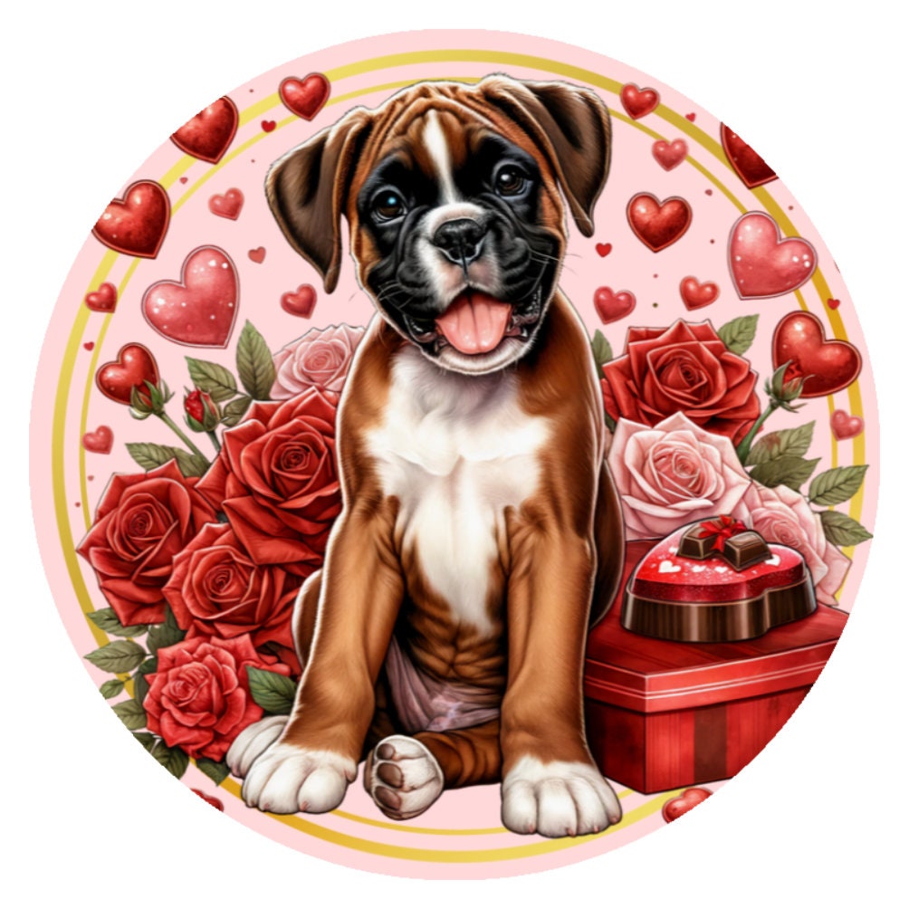10 Boxer Happy Valentine Sign, Wreath Sign, Home Decor