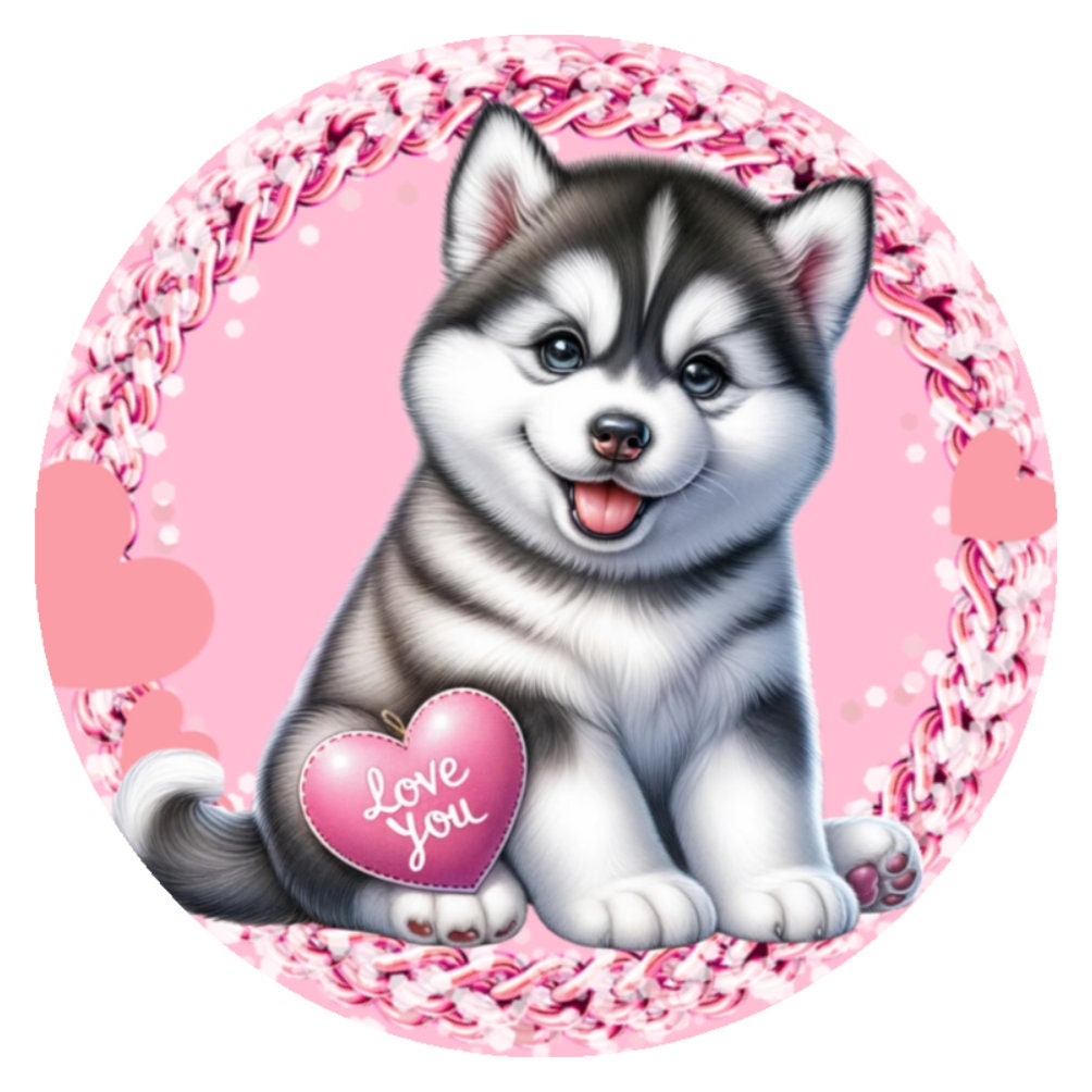 10 Husky Happy Valentine Sign, Wreath Sign, Home Decor