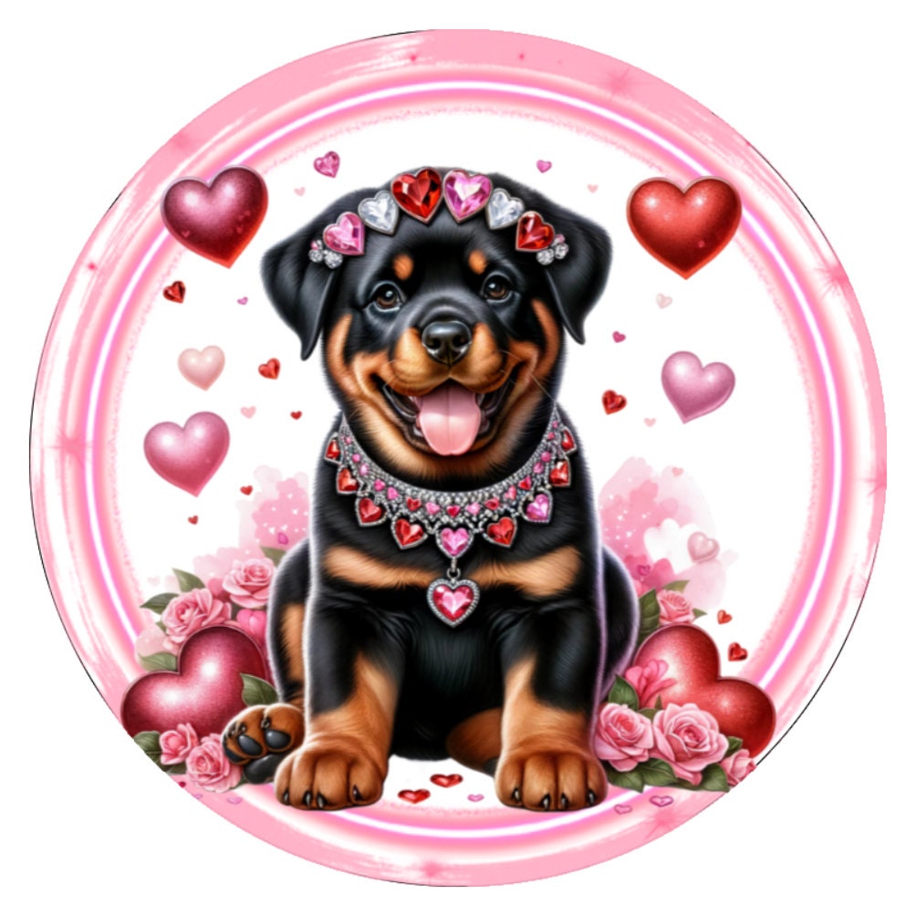 10 Rottweiler Dog Valentine Sign, Wreath Sign, Home Decor, Gift
