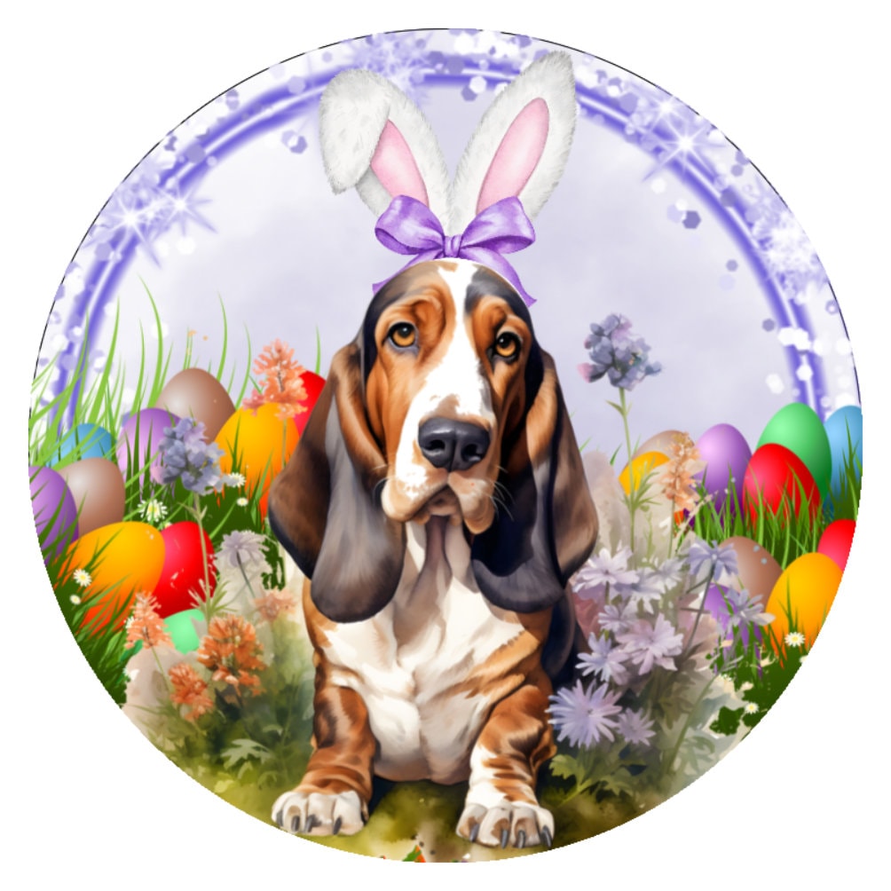 10 Basset Hound Easter Dog Sign, Wreath Sign, Home Decor, Gift