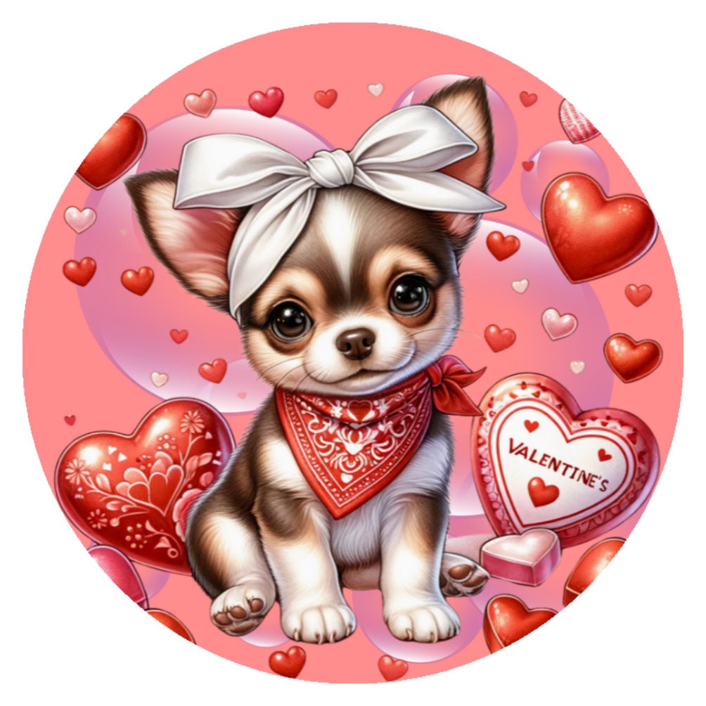 10 Chihuahua Happy Valentine Sign, Wreath Sign, Home Decor