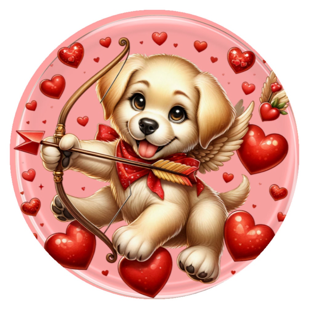 10 Golden Retriever Happy Valentine Sign, Wreath Sign, Home Decor