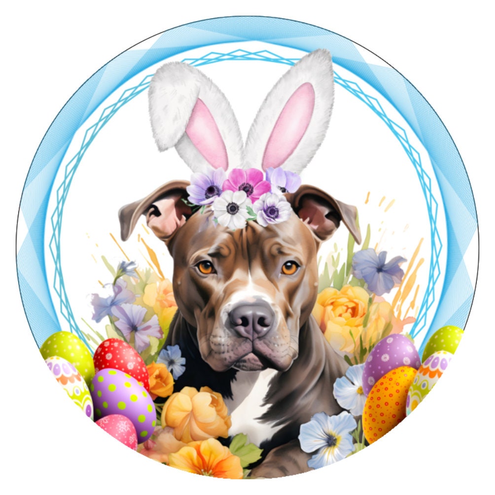 10 PitBull Easter Dog Sign, Wreath Sign, Home Decor, Gift