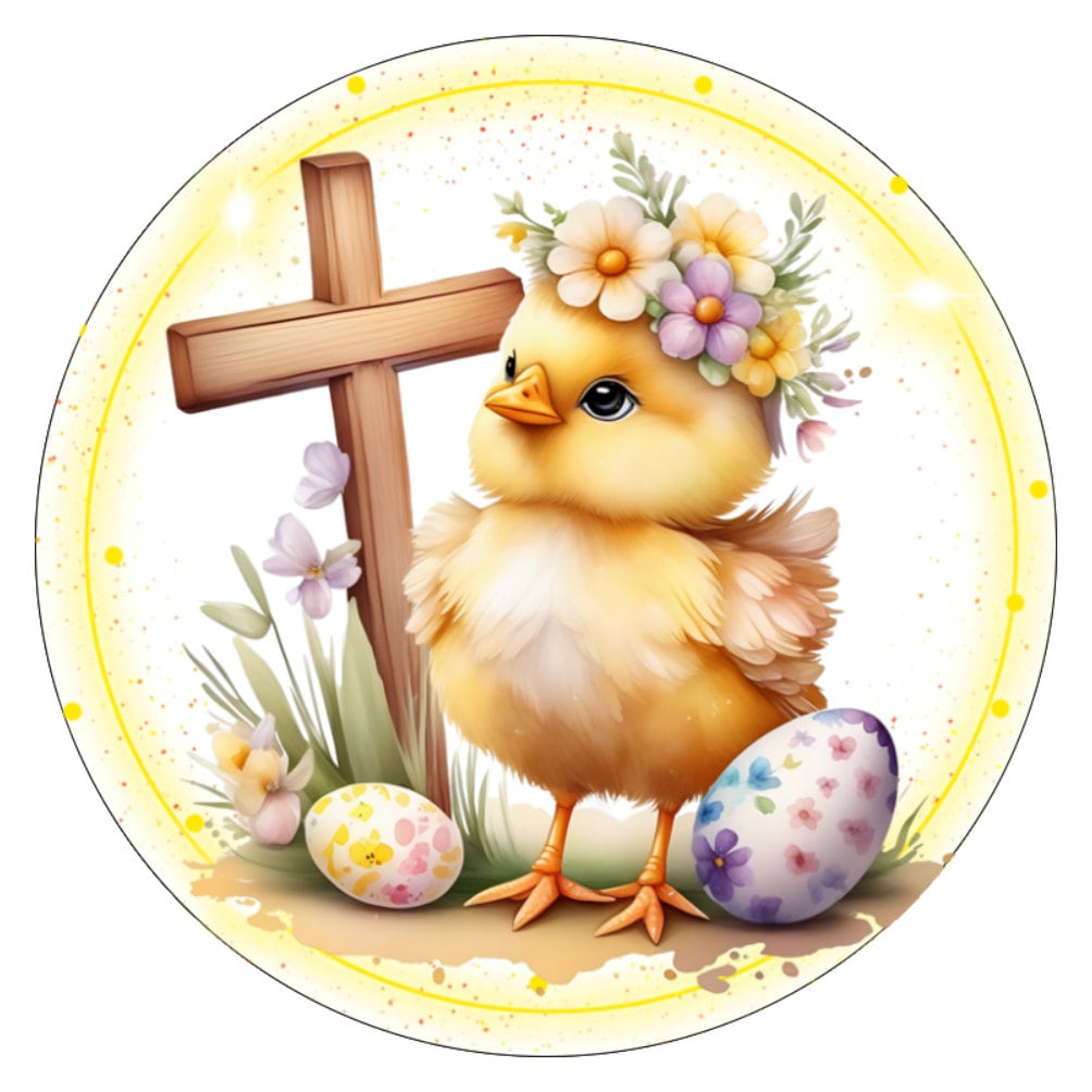 10” Easter Chick Cross Sign, Wreath Sign, Home Decor, Gift