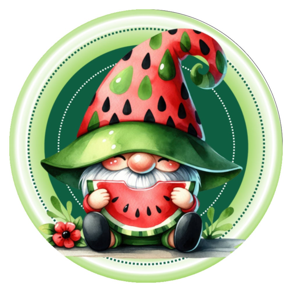 10 Watermelon Gnome Sign, Wreath Sign, Home Decor
