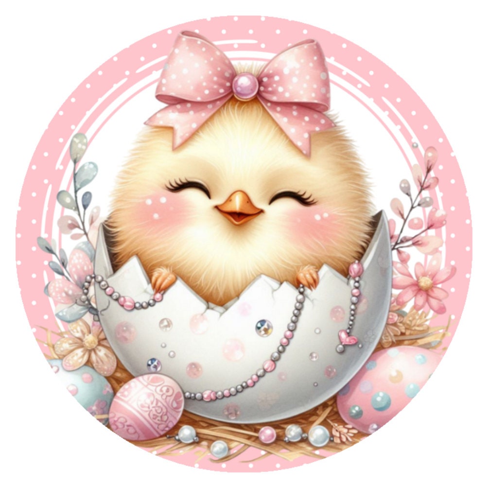10 Easter Chick Egg Sign, Metal Wreath Sign, Home Decor, Gift