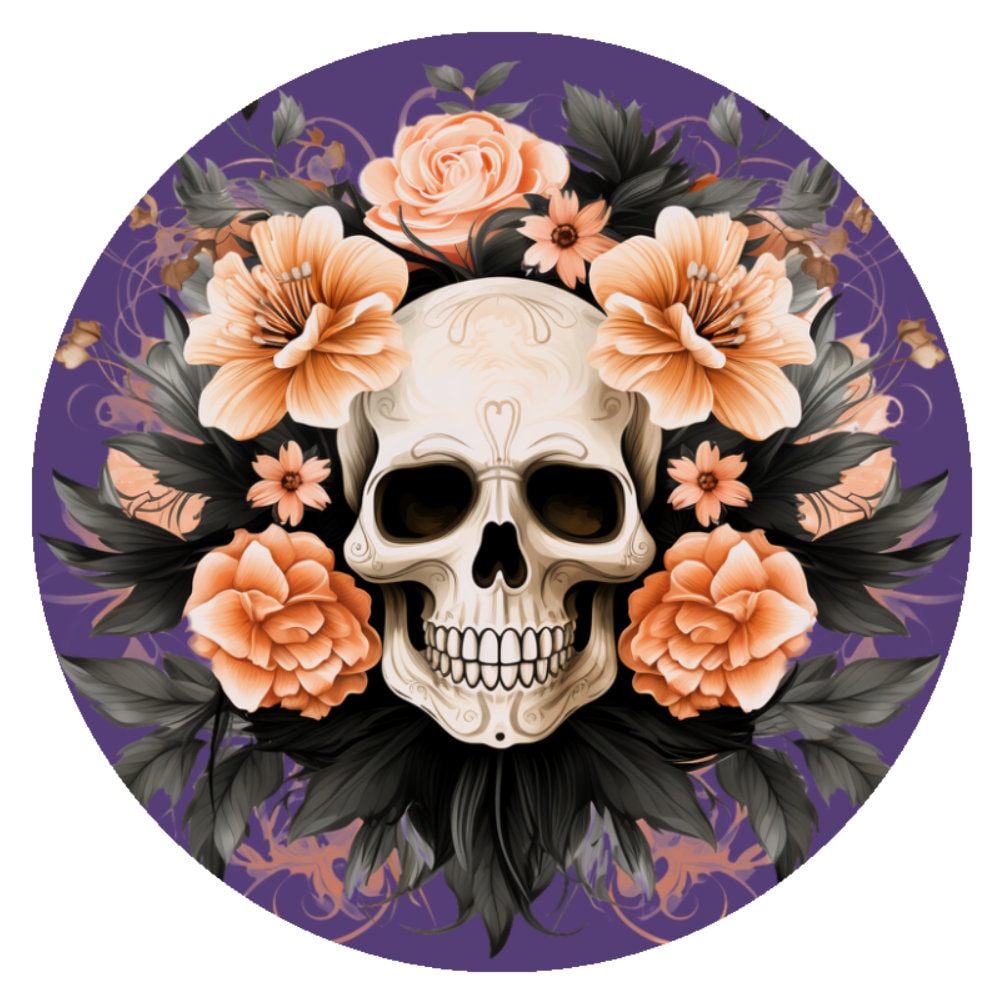 10 Skeleton Floral Halloween Sign, Wreath Sign, Metal Sign, Home Decor