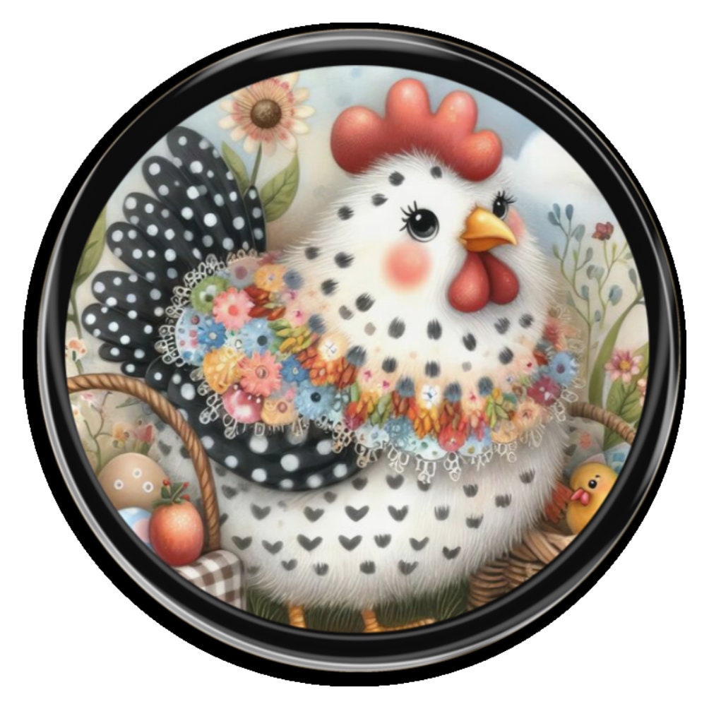 10 Polka Dot Country Chicken Sign, Metal Wreath Sign, Home Decor