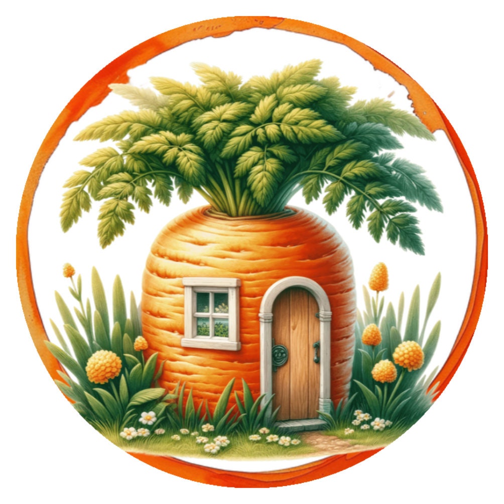 10 Vegetable Fairy House Carrot Wreath Sign, Wreath Sign, Home Decor, Metal Sign, The Ritzy Cactus