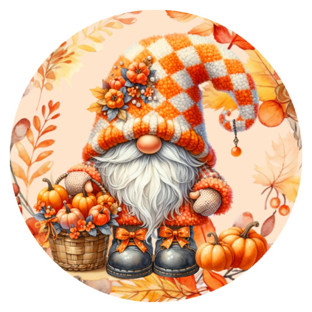 10 Fall Gnome Pumpkin Sign, Wreath Sign, Home Decor