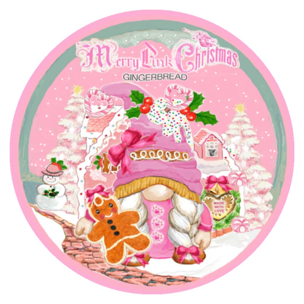 10 Merry Pink Gnome Gingerbread Wreath Sign, Metal Wreath Sign, Home Decor