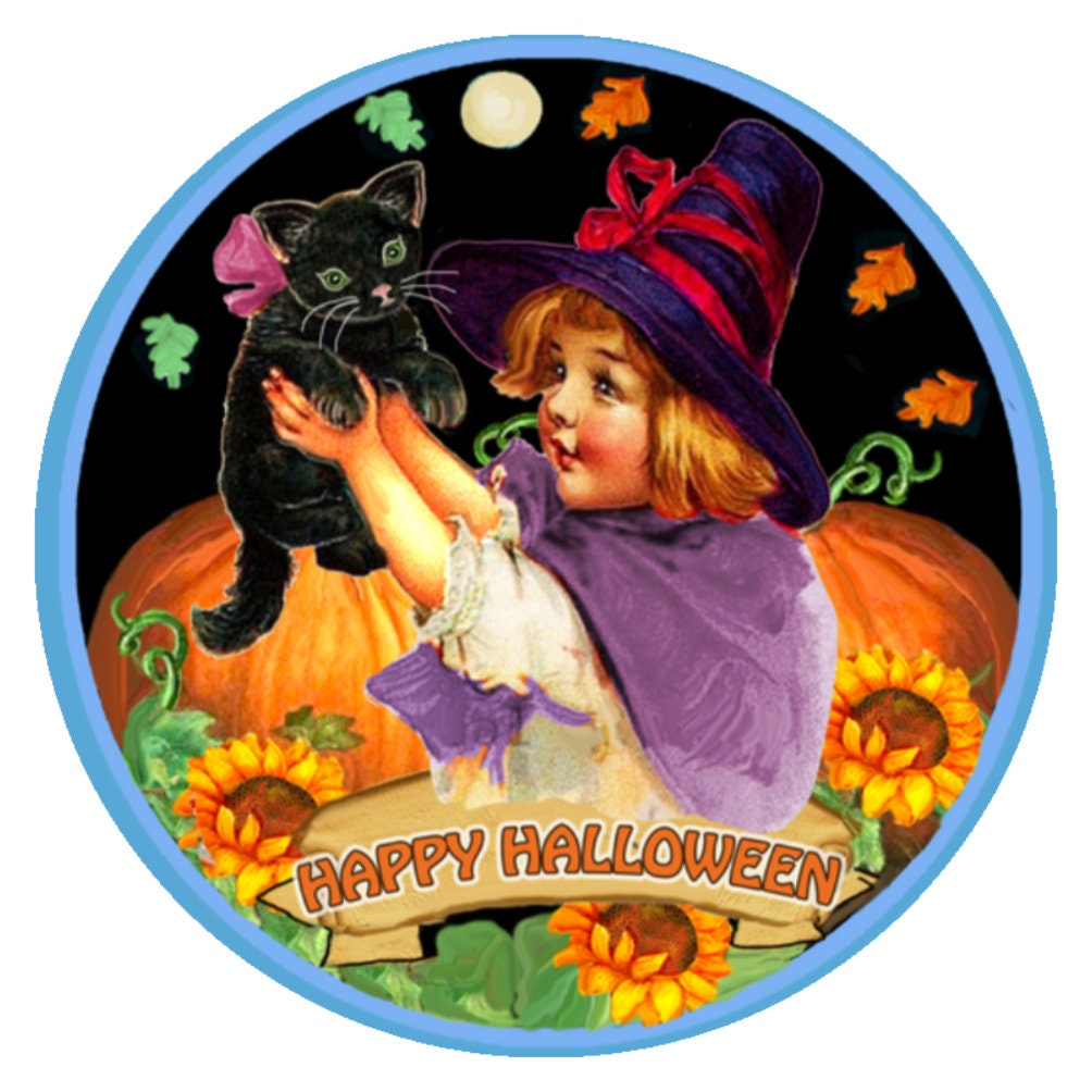 10 Halloween Little Witch Cat Sign, Halloween Wreath Sign, Metal Sign, Home Decor