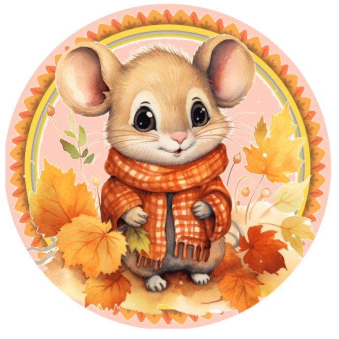 10 Fall Mouse Leaves Sign, Metal Sign, Wreath Sign, Home Decor