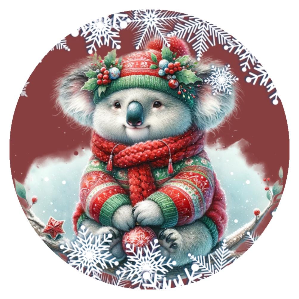 10 Christmas Koala Cutie Wreath Sign, Metal Sign, Home Decor