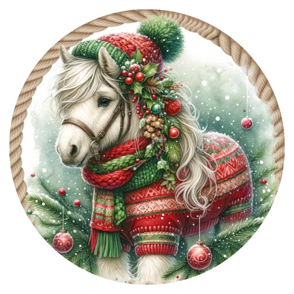 10 Christmas Horse Wreath Sign, Metal Sign, Home Decor