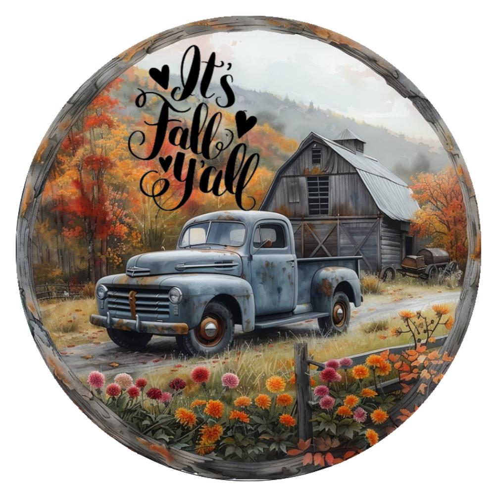 10 Rustic Its Fall YAll Barn Wreath Sign, Wreath Sign, Home Decor, Metal Sign, The Ritzy Cactus