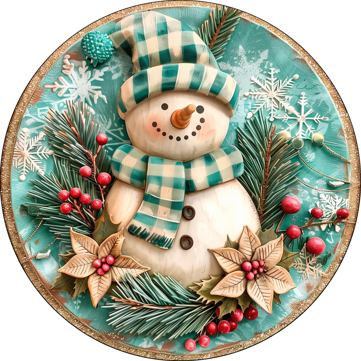 10 Snowman Checkered Winter Sign, Wreath Sign, Home Decor, The Ritzy Cactus, Gift