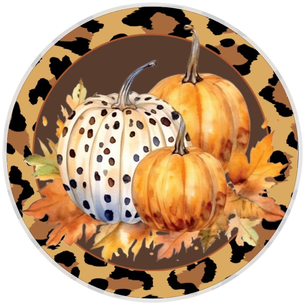 10 Leopard Pumpkins Sign, Halloween Wreath Sign, Home Decor