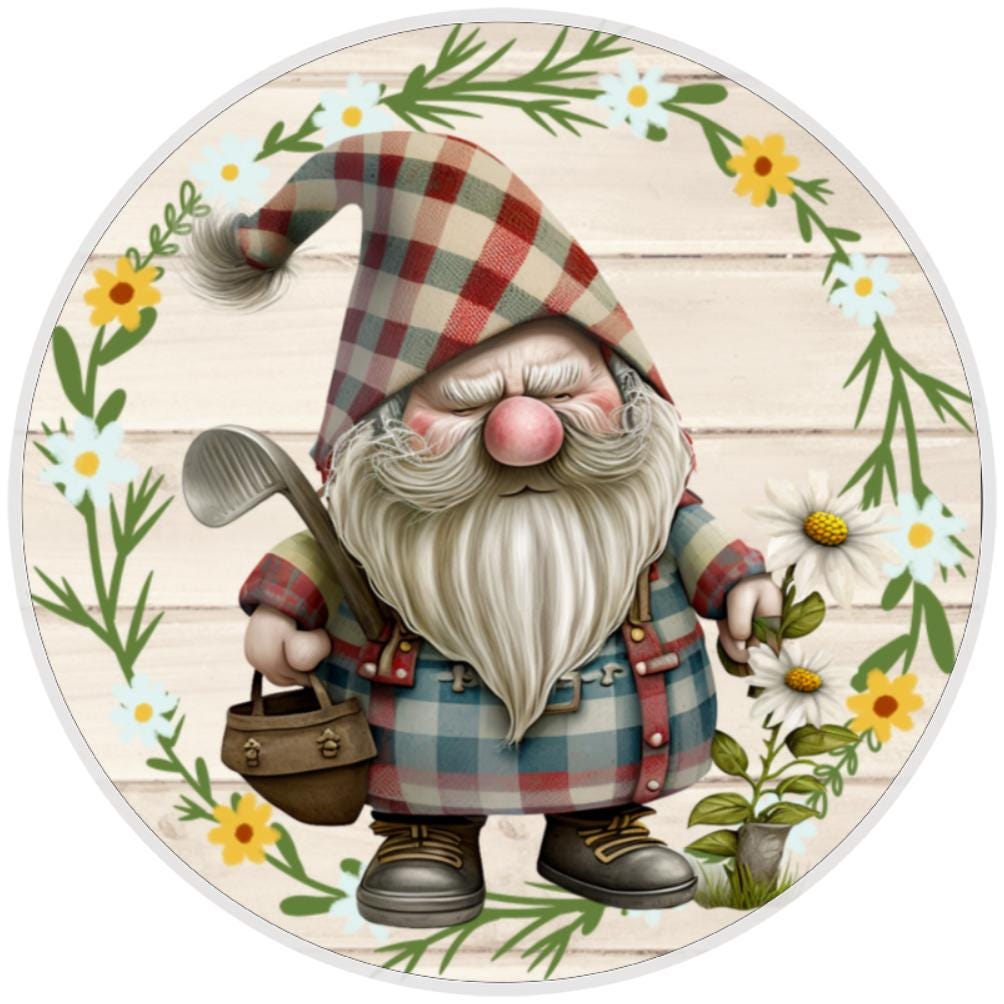 10 Gnome Wooden Floral Sign, Wreath Sign, Home Decor, Metal Sign, The Ritzy Cactus