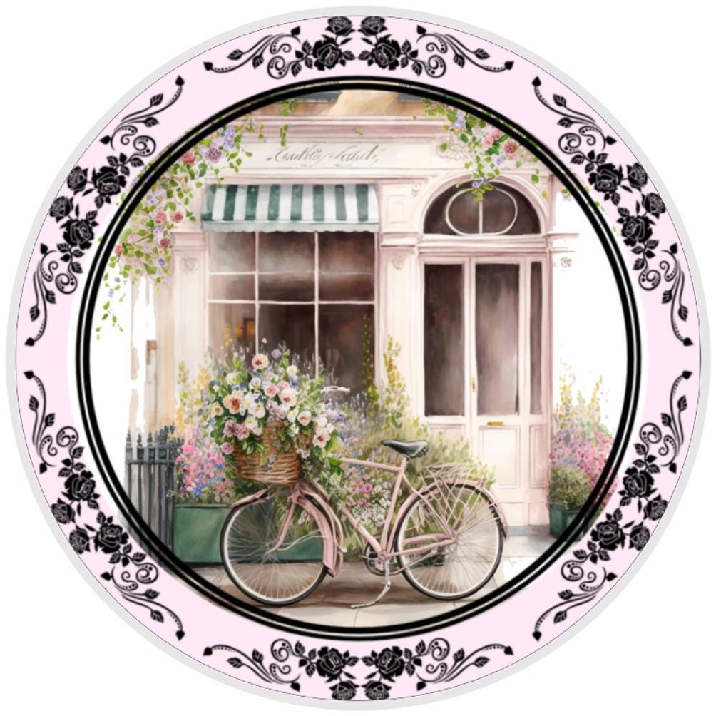 10 Paris Bicycle Flower Sign, Wreath Sign, Home Decor