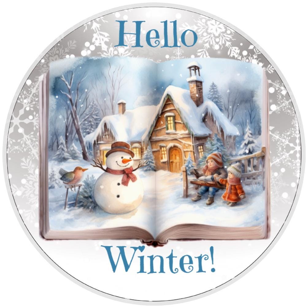 10 Hello Winter Snow Wreath Sign, Wreath Sign, Home Decor