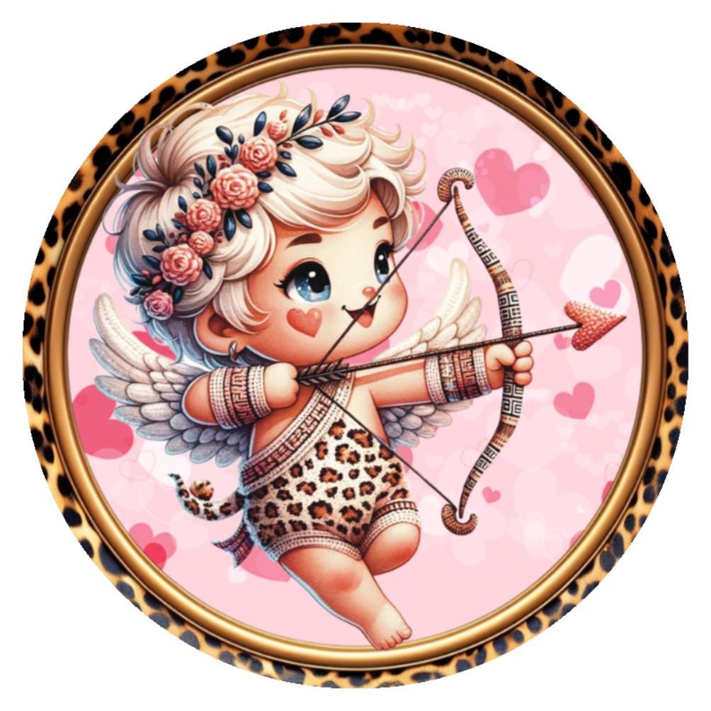 10 Cupid Leopard Valentine Sign, Wreath Sign, Home Decor