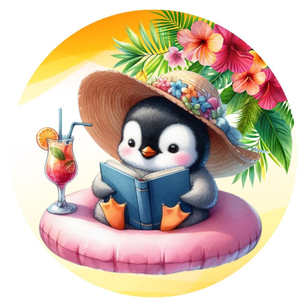 10 Summer Tropical Penquin Wreath Sign, Wreath Sign, Home Decor, Metal Sign, The Ritzy Cactus
