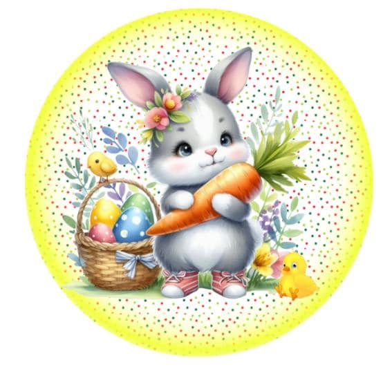 10 Easter Bunny & Chick Dot Sign, Wreath Sign, Home Decor, Gift