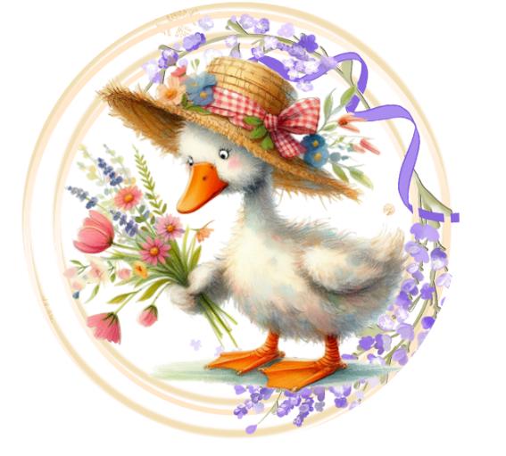 10" Goose Wild Flower Straw Hat Sign, Wreath Sign, Home Decor