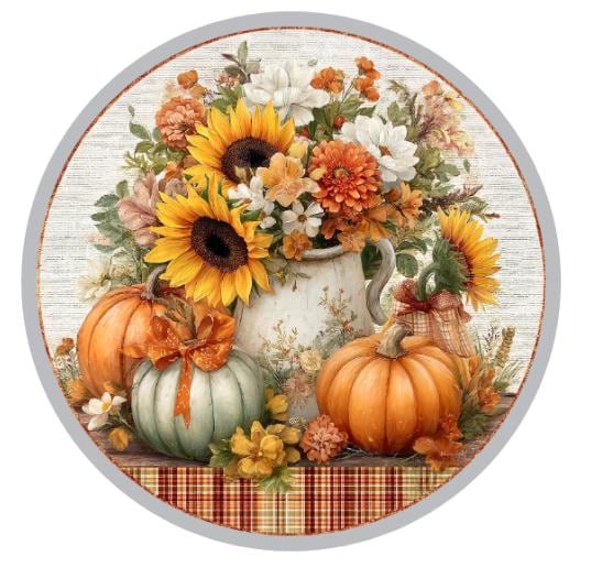 10 Fall Floral Blue Pumpkin Sign, Wreath Sign, Metal Sign, Home Decor