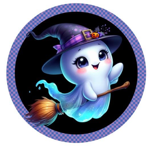10" Witch Ghost Halloween Sign, Wreath Sign, DIY Wreath Maker Sign, Metal Sign, Home Decor