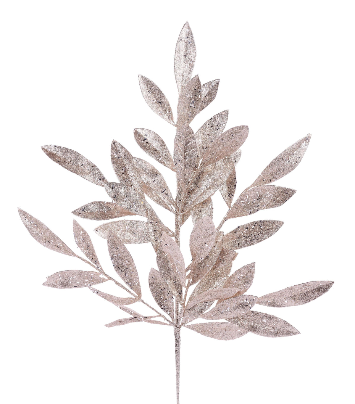 23" Glitter Bay Leaf Champagne Spray| Christmas Wreath Pick | Stem Holiday Embellishment | DIY Wreath Supply