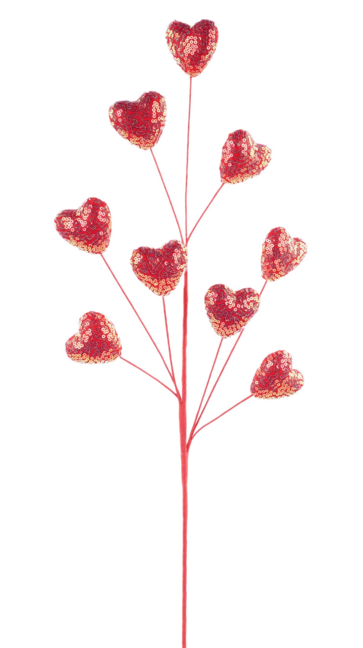 29" Red Sequin Heart Spray| Whimsical Wreath Pick | Valentine Embellishment | DIY Wreath Supply
