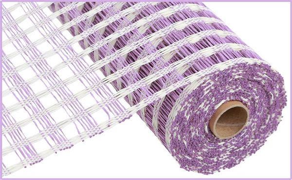 Poly Burlap Check Lavender White Mesh -10 inches x 10yards, Poly Deco Mesh, Craft Supplies, DIY Crafts, Wreath Making