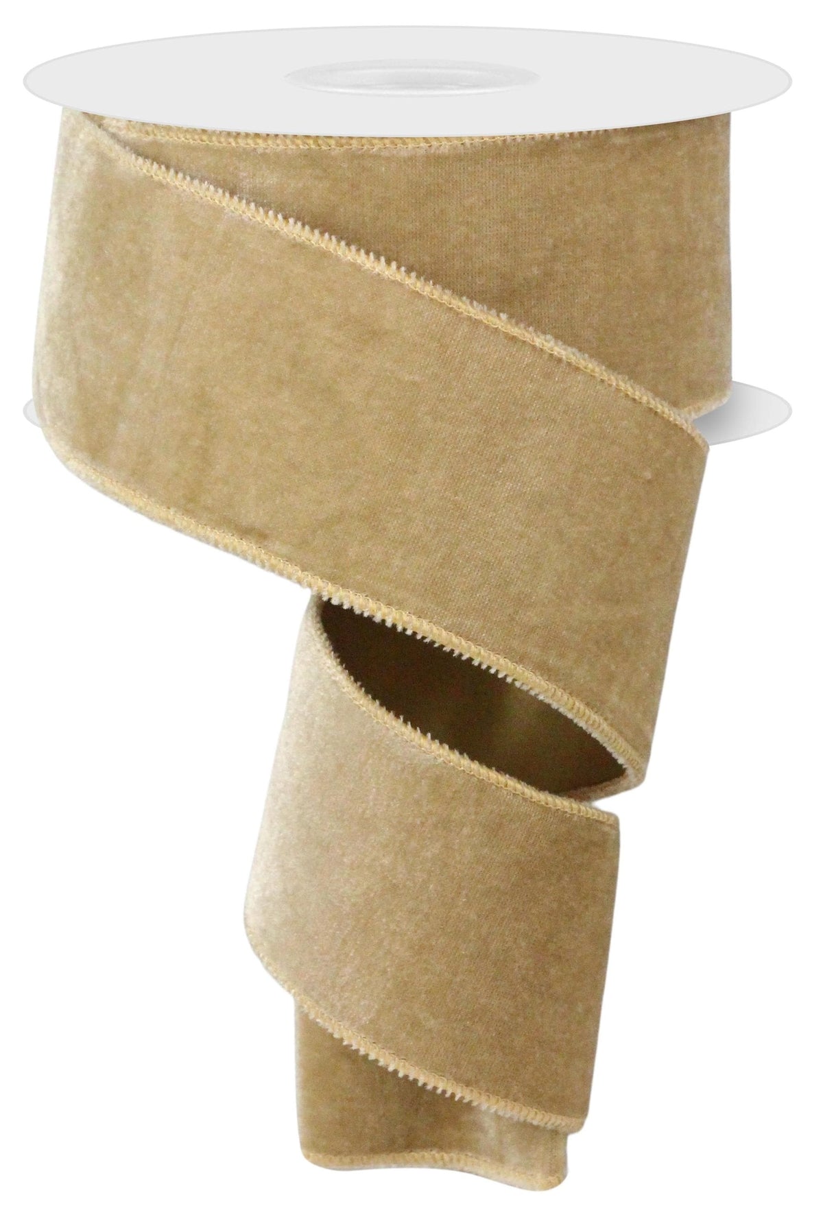 Taupe Deluxe Velvet Satin BackWired Ribbon 2.5" x 10 Yards, Spring Summer Everyday Wreath Ribbon, Craft Supplies