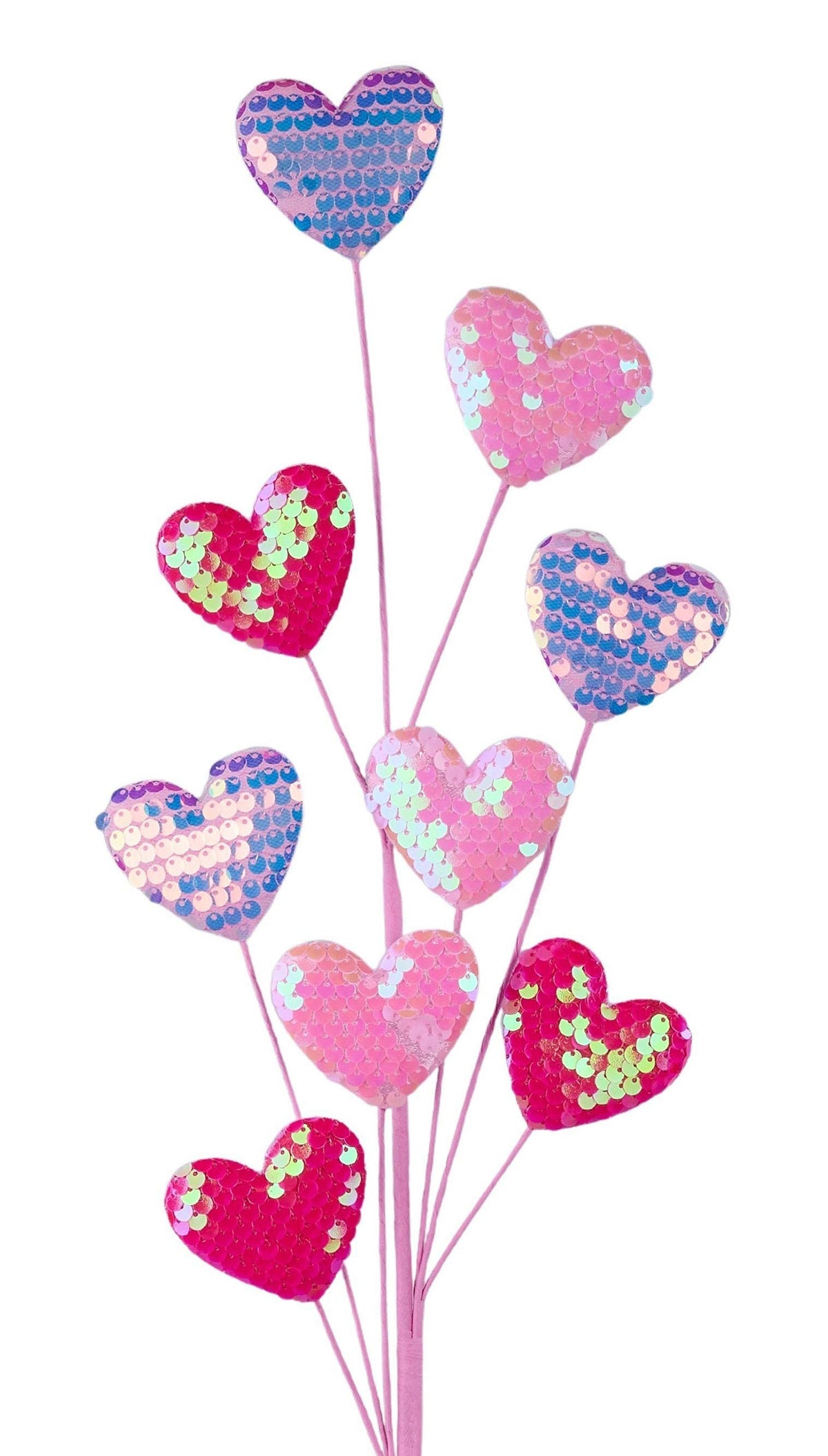 28"L Iridescent Sequin Heart Spray| Valentine Wreath Pick | Holiday Embellishment | DIY Wreath Supply